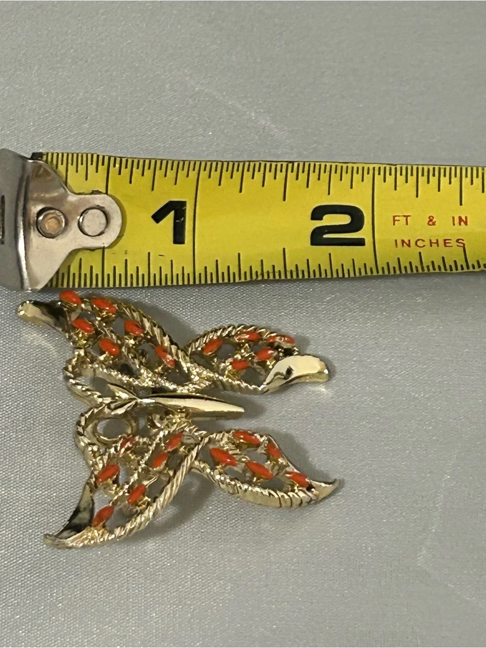 Vintage Gold-Tone Butterfly Brooch with Orange Accents by Gerry